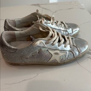 Golden Goose Silver Glitter Star Sneakers